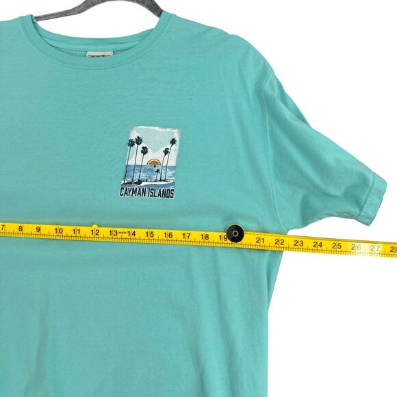 COMFORTWASH Teal Turquoise Cayman Islands Beach Scene Graphic T-Shirt Large - Picture 6 of 7